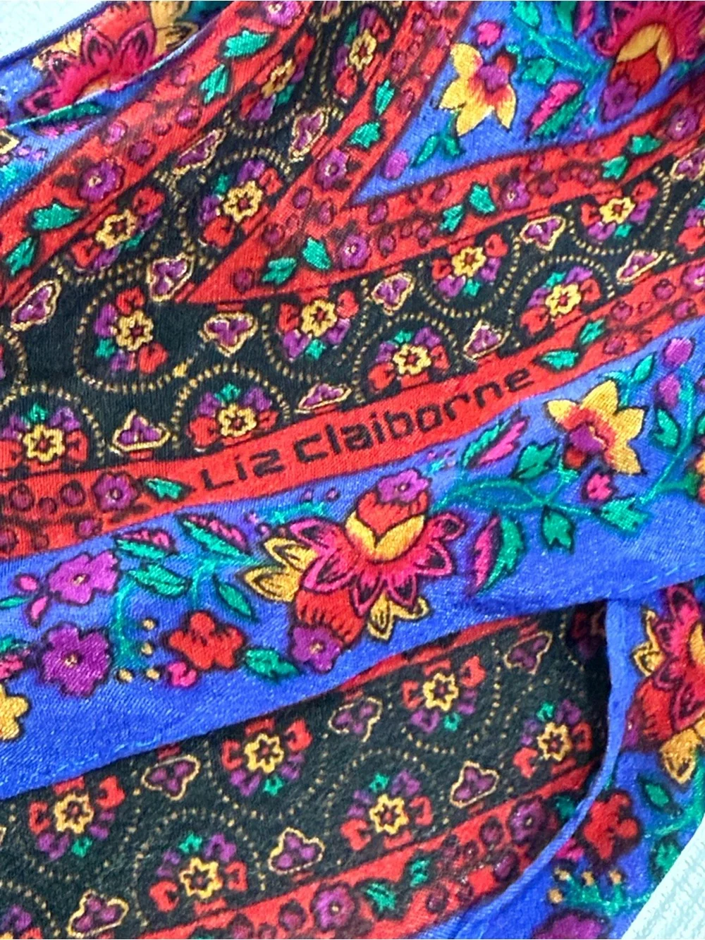 Evan Picone Liz Claiborne & other Mulicolor Silk Scarves 🧣 Blue, Pink, Red Black